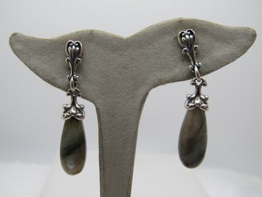 Vintage Sterling Labradorite Drop Earrings, Carolyn Pollack Relios, 1990's