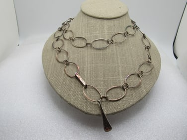 Vintage Sterling Oval Link 36" Necklace/Belt, RLM Studios, 1990's