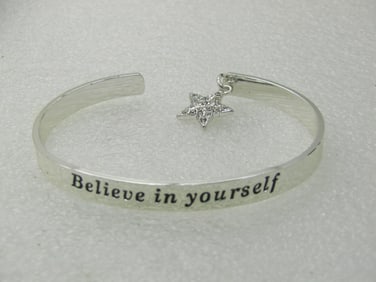 Avon My Truth Charm Cuff Bracelet, 6.75" Believe in yourself with Rhinestone Star
