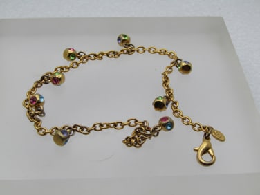 Vintage Rhinestone Ankle Bracelet, 10", Joan Rivers, 1980's-1990's