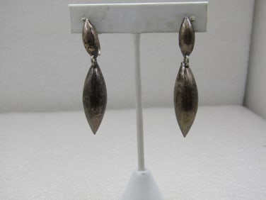 Vintage Sterling Mexican Drop Earrings, Screwback - Mid-Century, Signed