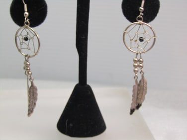 Vintage Southwestern Dreamcatcher Earrngs, Pierced, 1980's