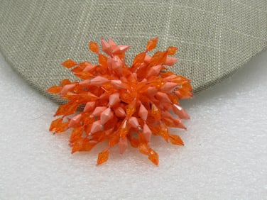 Vintage Orange Dangle Starburst Brooch, 2", 1960's