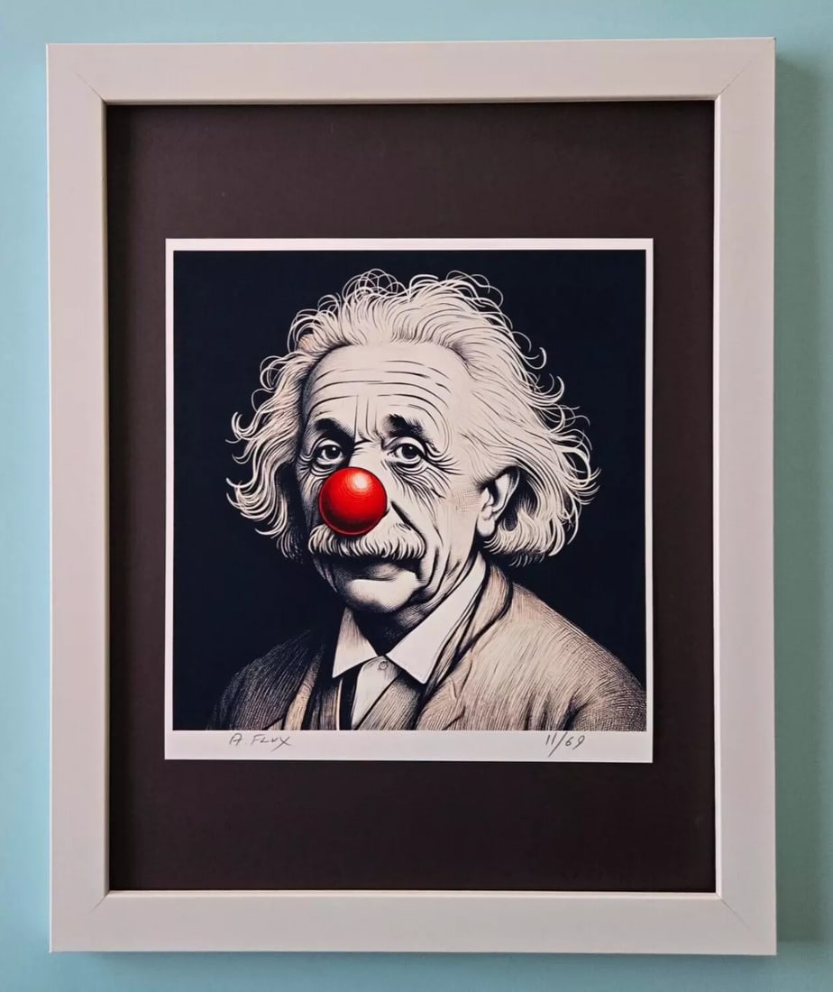 AIDAN FLUX | Hand Signed Authentic LtdED Print Framed Albert Einstein with COA (1 of 5)