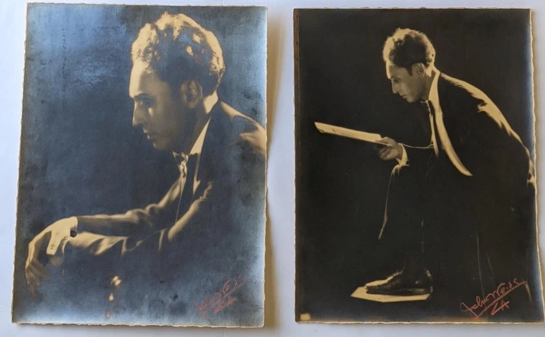 LOT of 2 SEPIA TONED PROFILE PORTRAIT PHOTO s MAN in TUXEDO by JOHN WEISS LA, CA (1 of 6)