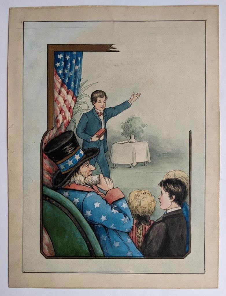 ORIGINAL ILLUSTRATION BOOK COVER ART WORK, THE MODEL SPEAKER FOR YOUNG AMERICANS (1 of 4)