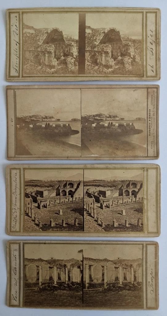 LOT of 4, c.1870s ANTIQUE ITALY RUINS POMPEY & NAPLES ARCHAEOLOGY TEMPLE THEATER (1 of 6)
