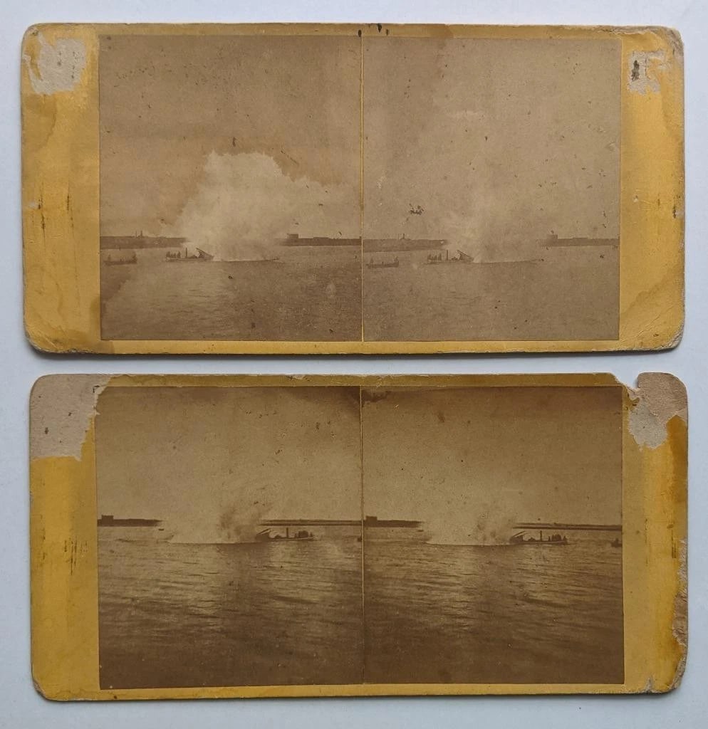 LOT of 2, 1871 NAVAL TORPEDO EXPLOSION TEST Newport RI, US NAVY TORPEDO STATION (1 of 4)