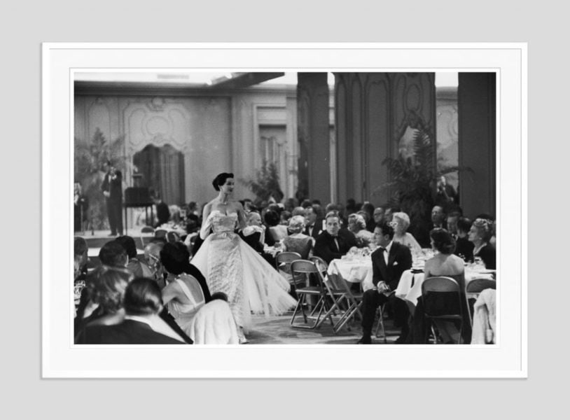 Slim Aarons 'Saks Fashion Show' Oversize White Frame Silver Gelatine Resin Print (1 of 1)
