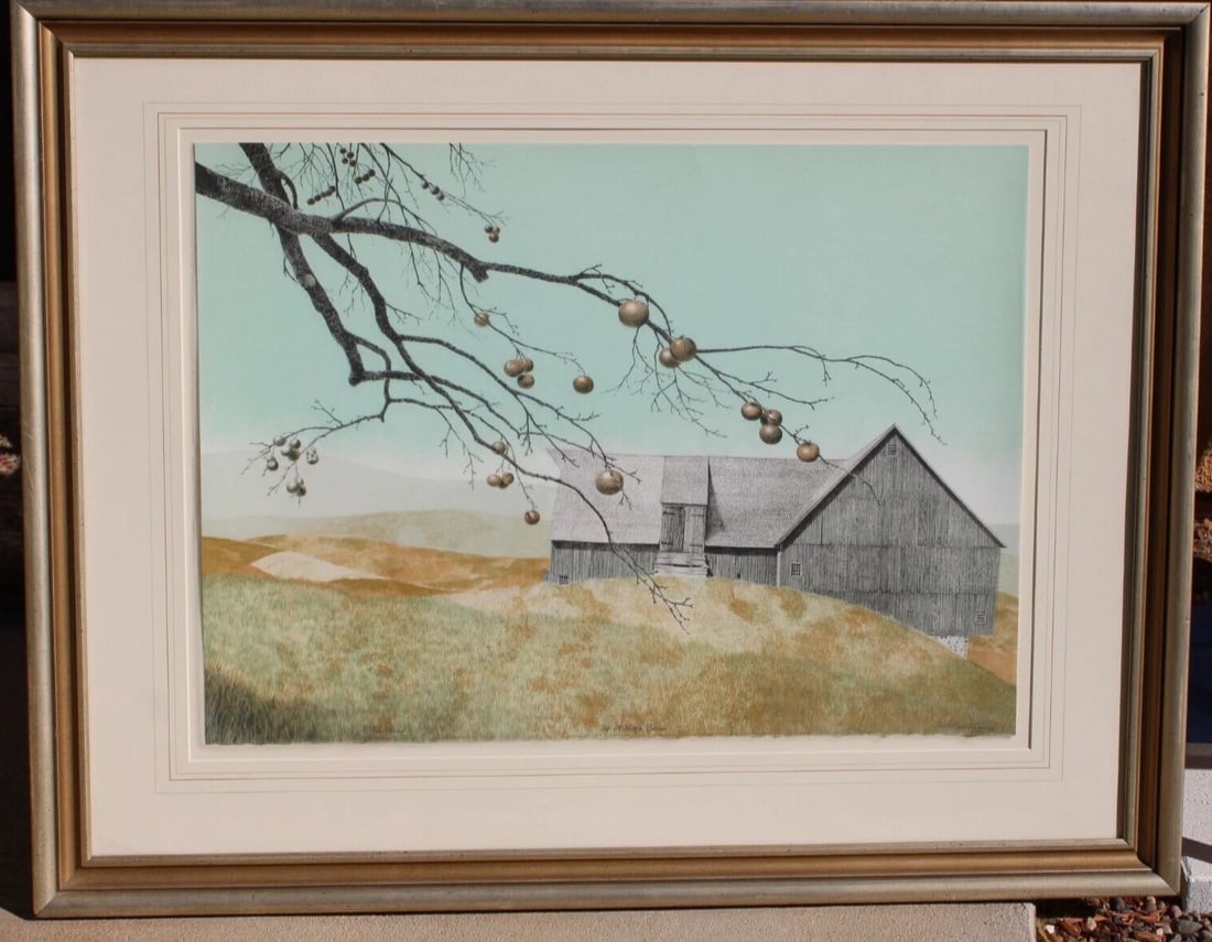 MEL HUNTER Etching Up At High Barn (Prairie House Blue Sky) 1976 Edition of 35 (1 of 7)