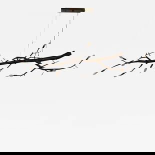 Christopher Poehlmann, Contemporary, Massive Modern Sculptural Branch Chandelier: Description: CP Lighting, Christopher Poehlmann, Large Modern Sculptural Branch Chandelier, Blown Glass, 21st C. This signed and dated sculptural chandelier by Christopher Poehlmann features carved an