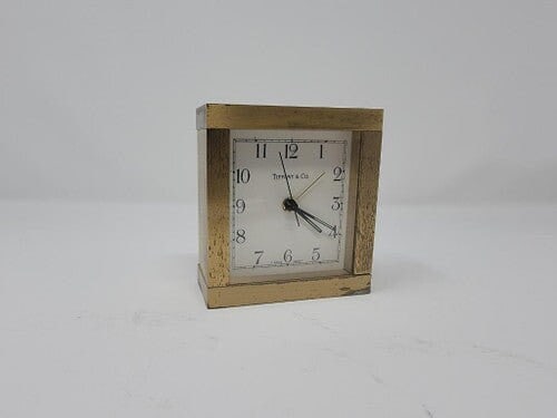 Mid Century Modern Tiffany & Co Machined Bronze/Brass Square Mantel/Desk Clock (1 of 6)