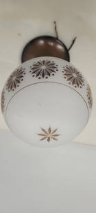 White Starburst White Globe Ball Ceiling Light Metal Fixture: White Starburst White Globe Ball Ceiling Light Metal Fixture Vintage home decor lighting In good working condition with minor wear and scratches to the light, no broken areas . Fixture and starburst a