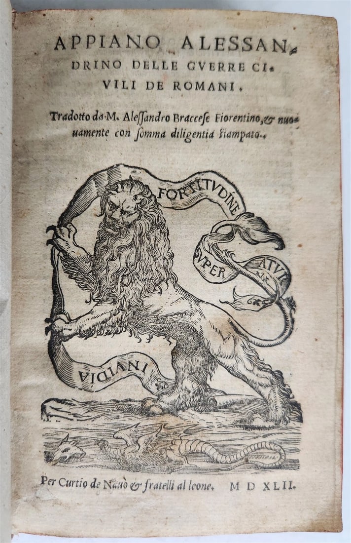 1542 HISTORY of ROMAN CIVIL WARS by APPIAN of ALEXANDRIA antique 16th CENTURY (1 of 7)