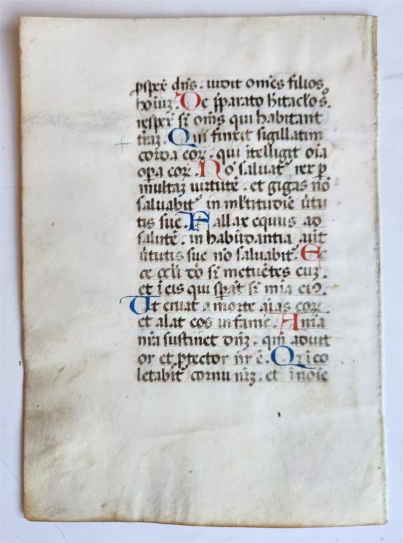 15th CENTURY VELLUM MANUSCRIPT LEAF from BOOK of PSALMS antique (1 of 4)