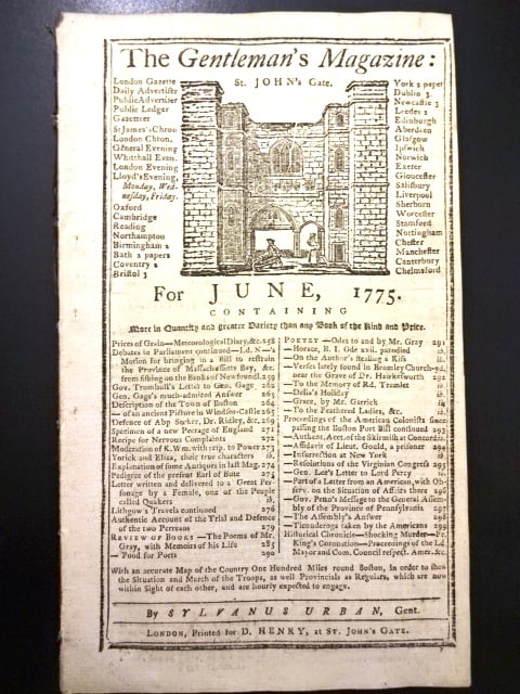 1775 Gentlemans Magazine Battle Lexington Concord MAP (1 of 5)