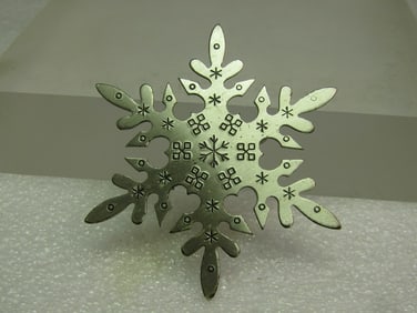 Vintage Sterling Snowflake Engraved Brooch, Beau Sterling, 1960's-1970's