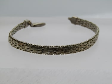 Vintage Sterling Woven 5mm Bracelet, 7", Italy, 1980's-1990's