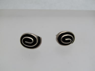 Vintage Sterling Spiral Tiered Earrings, Pierced, 1980's-1990's