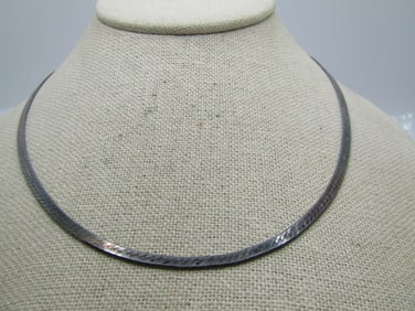 Vintage Sterling Herringbone Necklace, 18", 3mm, Unisex, 1970's-1980's