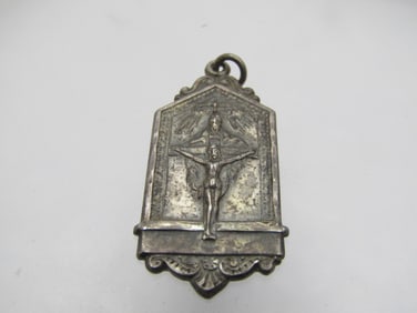 Vintage Sterling Lord's Prayer & Cruicifix Pendant, 1940's-1950's,