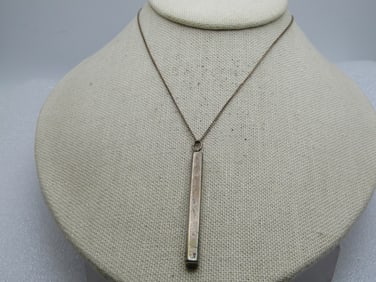 Vintage Sterling Engravable Bar Necklace, Signed Towle Q