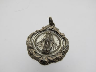 Vintage Sterling Blessed Mother Pendant, Signed Creed 1940's-1950's