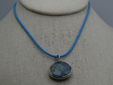 Vintage Sterling Labradorite Freeform Necklace, 19.5", Southwestern Appeal