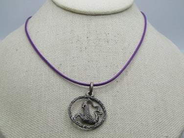 Vintage Sterling Capricorn Goat Necklace, 20", Signed Unoaerre