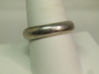 Vintage Sterling 5mm Wedding Band Ring, Sz. 10, Unisex, 1980's-1990's, Signed