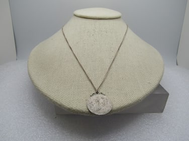 Vintage Sterling Engraved Necklace, Two-sided, Bessie/Josiah, 18"