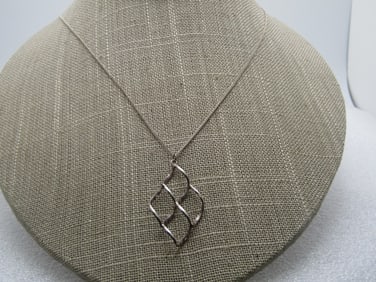 Vintage Sterling Open Diamond Shaped Necklace, 18", 1980's-1990's