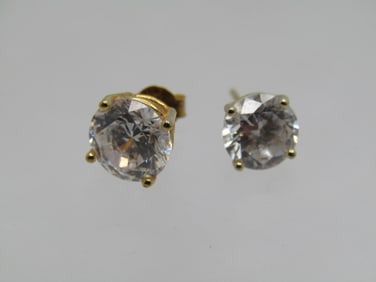 Vintage Two Sterling CZ Stud Earrings, 7mm and 8mm