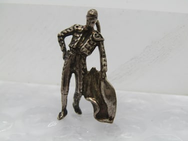 Vintage Sterling Bullfighter Charm , 1-1/8" tall, 1960's-1970's