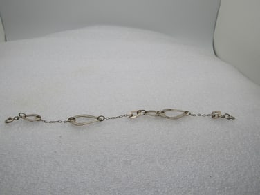 Vintage Sterling Hammered Open Link Bracelet, 7.25", 1980's-1990's