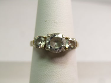 Vintage Sterling CZ ring, Engagement/Anniversary, Sz. 5 Signed DBJ, 1980's