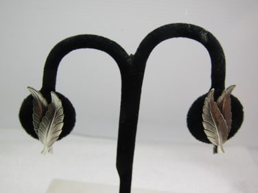 Vintage Sterling Double Sterling Earrings, Beau Sterling, 1940's-1960's