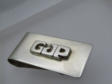 Vintage Sterling Money Clip, Initial GJP, Signed Leonore Doskow, Inc. 1976