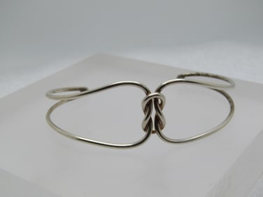 Vintage Sterling Twisted Cuff Bracelet, 7.25", Unisex, 1980's-1990's.
