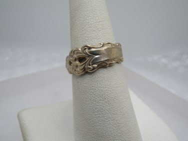 Vintage Sterling Spoon Ring, Adj. Sz 6-9, 1960's-1970's
