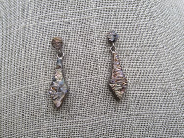 Vintage Sterling Southwestern Inlaid Abalone Drop Earrings, 1-3/8", 1980's-1990's