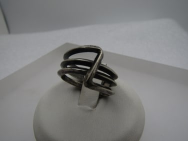 Vintage Sterling Triple Band Mod Ring, Sz. 6, 1960's-1970's