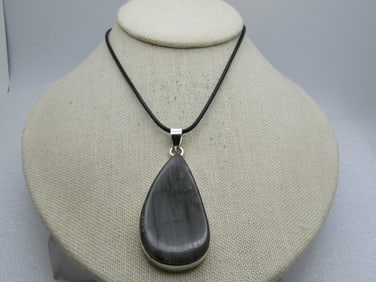 Sterling Labradorite Necklace, 26"-28", 1990's, Southwestern Vibe