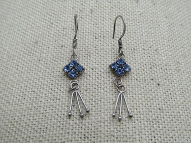 Vintage Sterling Rhinestone Drop Earrings, 1960's-1980's