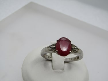 Vintatge Sterling Ruby White Topaz Ring, Sz. 9.25 Signed