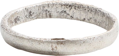 VIKING WOMAN’S WEDDING RING SIZE 4: Late 9th-early 11th century AD. Over size 4 for the small finger as was the custom. 2.3mm width with low rounded face. Light surface texture from burial. Vikings exchanged rings on the pommel of the g