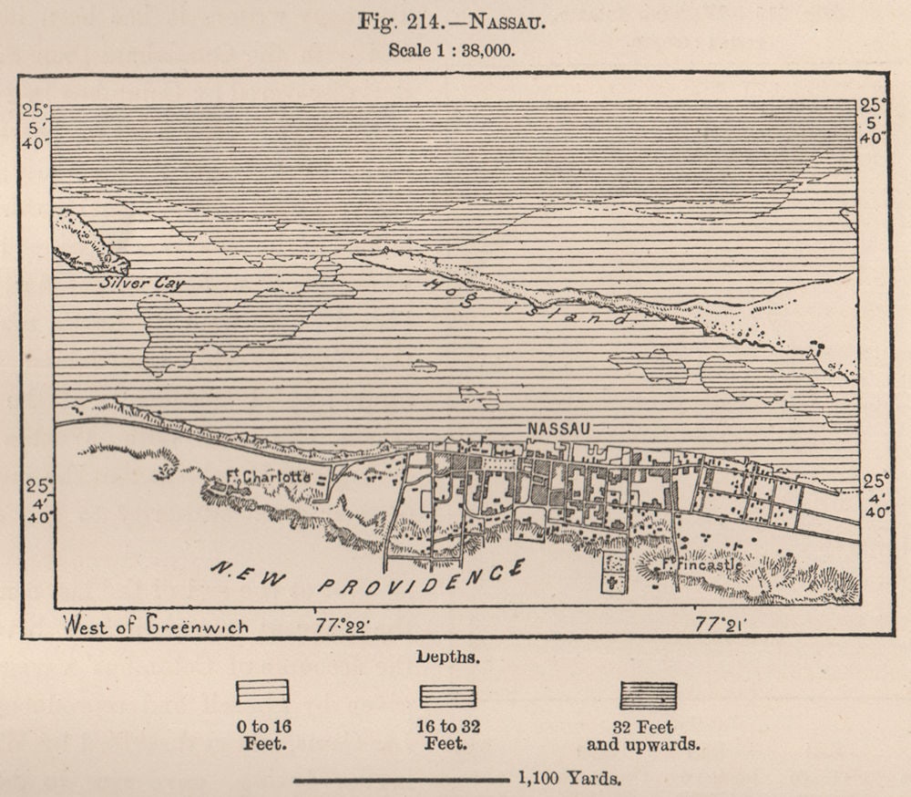 Nassau. Bahamas 1885 old antique vintage map plan chart (1 of 1)