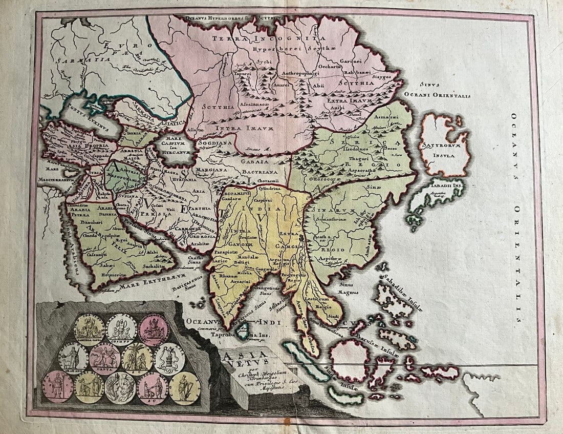 c.1720 Map of Ancient Asia by C. Weigel, Nuremberg (1 of 4)