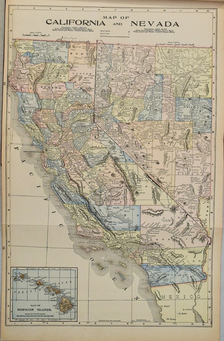 1897 Crowell & Kirkpatrick Map of Alaska [verso] California and Nevada -- Alaska and Part of British (1 of 2)
