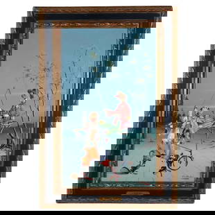 Taxi Surrealist Painting Clowns Signed Alfano Dardari: Oil on canvas painting representing two clowns riding a unicycle in an empty field. Signed Alfano Dardari in the lower right. Titled Taxi on the frame. Mark on the backside: All reproduction rights